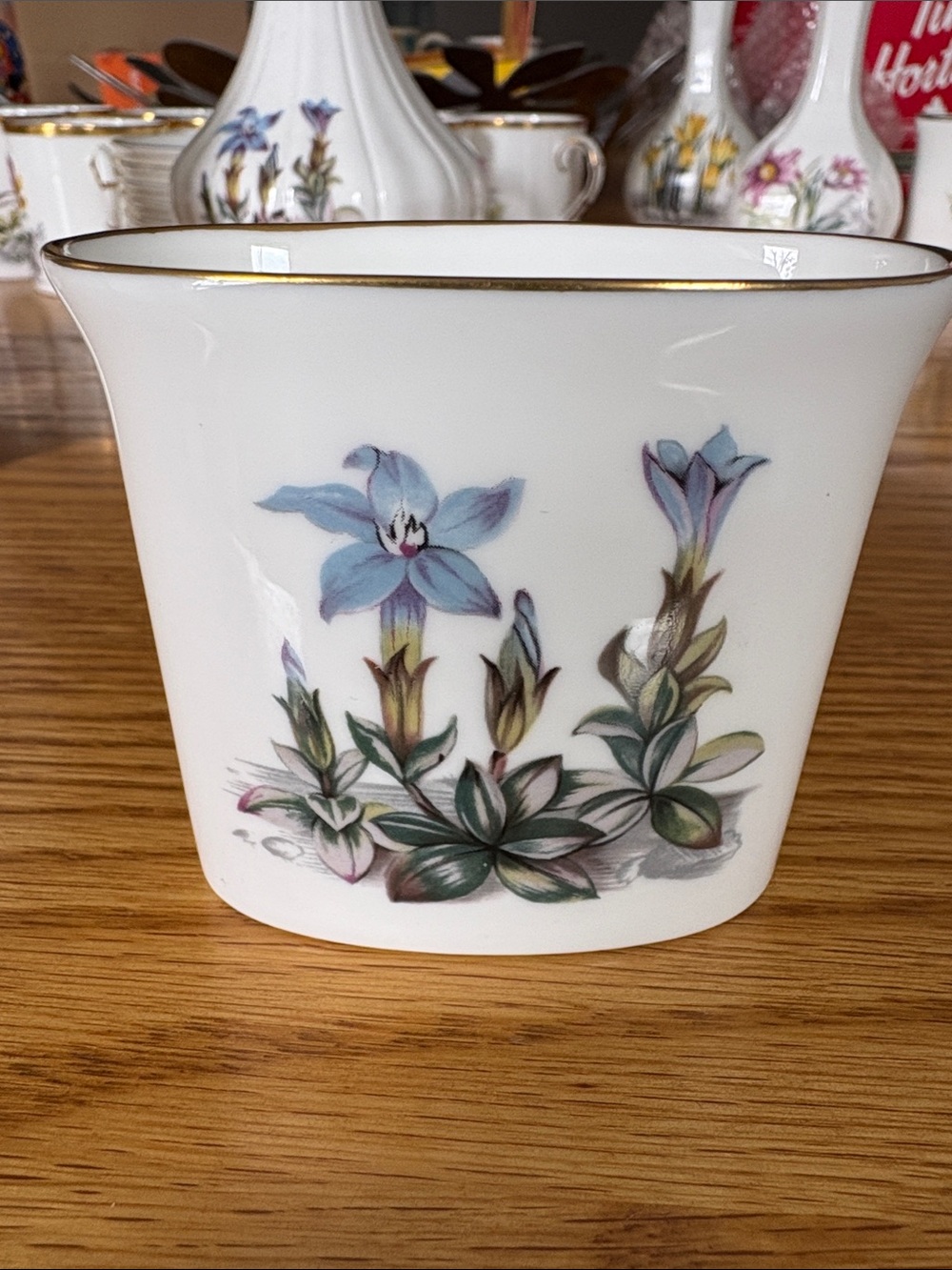 Elegant Floral Porcelain toothpick matchstick holder by Royal Worcester